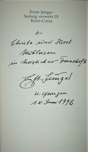 Lot 2970, Auction  120, Jünger, Ernst, Siebzig verweht IV (Vorzugsausgabe) - Widmungsexemplar