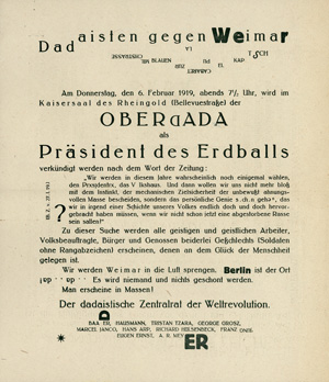 Los 3297 - Baader, Johannes und Dada - Dadaisten gegen Weimar (Flugblatt) - 1 - thumb