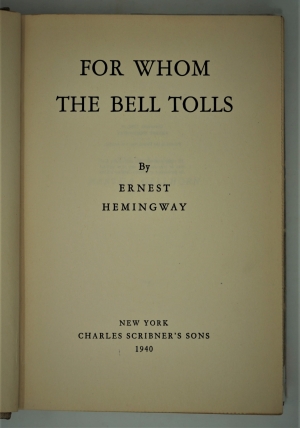 Lot 3468, Auction  120, Hemingway, Ernest, For whom the bell tolls