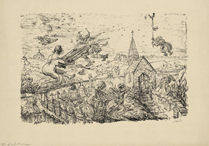 Lot 3554, Auction  120, Kubin, Alfred,  Friedhofszene. Bezeichnete und signierte Original-Lithographie auf leichtem Velinkarton