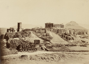 Lot 4037, Auction  120, Konstantinou, Dimitrios, General view of the Acropolis and the South Slope from the southwest; The west side of the Parthenon