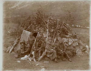 Lot 4057, Auction  120, Sámi, Sami family in front of their home