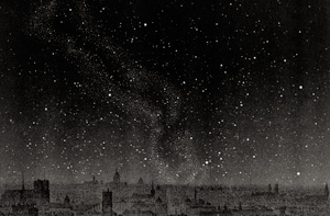 Astronomy, The night sky with Paris horizon