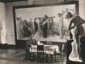 Lot 4227, Auction  120, Klinger, Max, Max Klinger in his studio in front of his large painting "Die Kreuzigung Christi