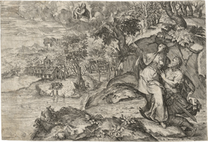 Lot 5013, Auction  120, Angolo, Marco d', Die tiburtinische Sibylle zeigt Kaiser Augustus die Erscheinung der Jungfrau 