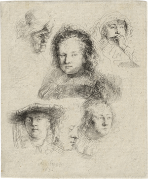 Lot 5229, Auction  120, Rembrandt Harmensz. van Rijn, Studienblatt mit sechs Frauenköpfen