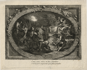 Lot 5367, Auction  120, Saint-Aubin, Gabriel Jacques de - Umkreis, Die Ankunft Voltaires in der Hölle