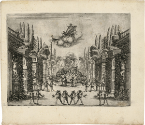 Lot 5522, Auction  120, Belloni, M., Bühnenbild mit den brennenden Gärten der Venus
