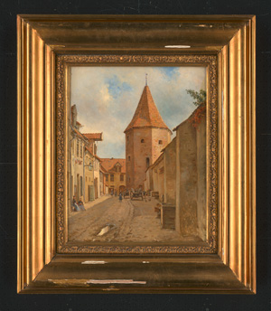 Los 6074 - Jensen, Louis Isak Napoleon - Ansicht der Altstadt von Rostock mit dem Lagebuschturm und der Stadtmauer - 1 - thumb