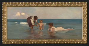 Los 6211 - Italienisch - 1890er Jahre. Annunziata Michetti mit ihrem Sohn Giorgio und Kindermädchen am Strand von Francavilla al Mare - 1 - thumb