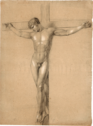 Lot 6350, Auction  120, Deutsch, um 1820. Jünglingsakt in der Pose des gekreuzigten Christus