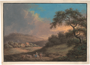Lot 6680, Auction  120, Bause, Juliane Wilhelmine, Landschaft mit heimkehrenden Hirten; Hügelige Landschaft mit Vieh und Hirtin