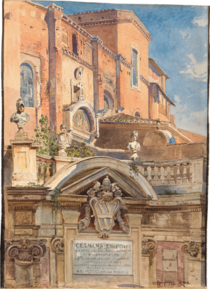 Lot 6802, Auction  120, Fischer, Ludwig Hans, Rom: Blick vom Cortile des Palazzo Nuovo auf dem Kapitol auf die Seitenfassade von S. Maria in Aracoeli
