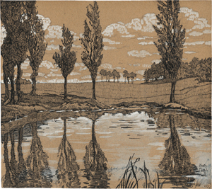 Lot 6838, Auction  120, Massmann, Hans, Herbstliche Landschaft mit Pappeln an einem Weiher