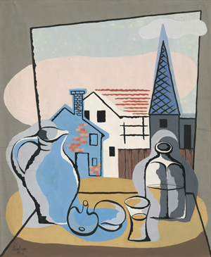 Lot 8116, Auction  120, Ausleger, Rudolf, Fensterstilleben mit Blick auf ein Dorf