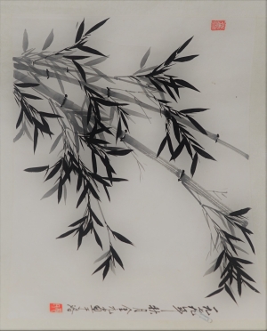 Lot 607, Auction  121, Qi Baishi, Bambus mit Blättern. in Grau und Schwarz auf Papier