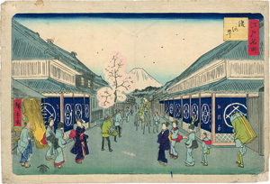Lot 652, Auction  121, Hiroshige, Utagawa, Suruga-cho no Zu". Ukiyo-e aus Tôto meisho