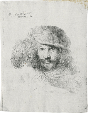 Lot 5044, Auction  121, Castiglione, Giovanni Benedetto, Bärtiger Mann mit Federhut (Porträt des Gian Lorenzo Bernini?)
