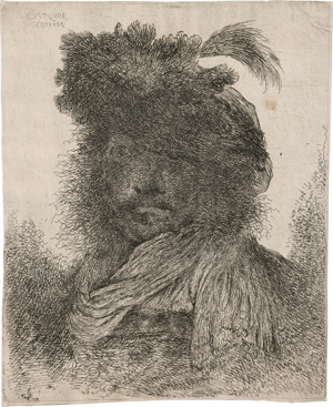 Lot 5047, Auction  121, Castiglione, Giovanni Benedetto, Der bärtige Mann mit Pelzkappe und Schal im Schatten