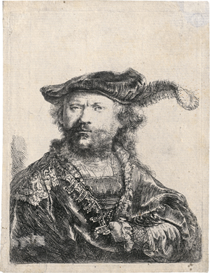 Lot 5156, Auction  121, Rembrandt Harmensz. van Rijn, Selbstbildnis mit federgeschmücktem Barett