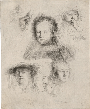 Lot 5178, Auction  121, Rembrandt Harmensz. van Rijn, Studienblatt mit sechs Frauenköpfen
