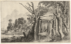 Lot 5197, Auction  121, Velde II, Jan van de, Landschaft mit Angler und einer verfallenen Hütte. 
