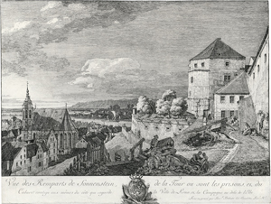Lot 5215, Auction  121, Bellotto, Bernardo, Vue des remparts de Sonnenstein dela tour - Blick auf die Stadtmauer von Pirna von der Festung Sonnenstein aus gesehen
