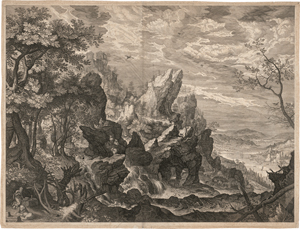 Lot 5552, Auction  121, Major, Isaak, Felsige Landschaft mit dem hl. Hieronymus und dem Löwen