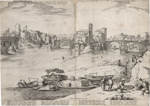 Lot 5560, Auction  121, Nieulandt, Willem van II, Große Ansicht von Rom mit Tiberinsel und Pons Aemilius