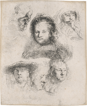 Lot 5611, Auction  121, Rembrandt Harmensz. van Rijn, Studienblatt mit sechs Frauenköpfen