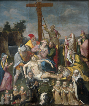 Los 6002 - Böhmisch - Um 1580. Kreuzabnahme und Beweinung Christi mit einer Stifterfamilie - 0 - thumb
