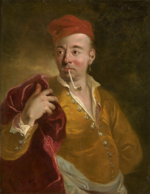 Lot 6029, Auction  121, Kupetzky, Johann - Schule, Bildnis eines Edelmanns mit roter Samtkappe und Ohring, rauchend