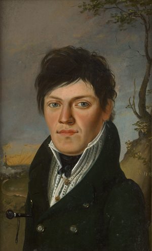 Lot 6037, Auction  121, Monogrammist JK, 1818. Porträt eines eleganten jungen Mannes bei Sonnenaufgang