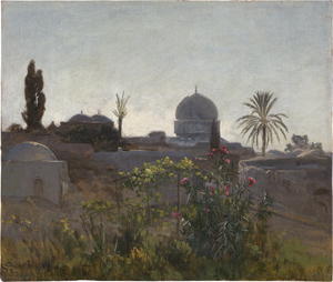 Lot 6060, Auction  121, Fischer, Ludwig Hans, Blick auf die Altstadt Jerusalems mit der Kuppel des Felsendoms