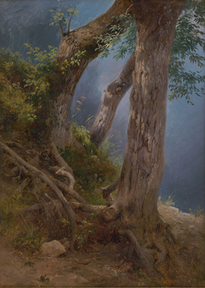 Lot 6077, Auction  121, Gauermann, Friedrich, Waldstudie mit Bäumen am Hang