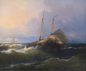 Lot 6140, Auction  121, Krause, Wilhelm, Segelschiffe bei stürmischer See vor der Küste von Dover