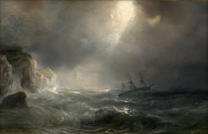Lot 6159, Auction  121, Gudin, Théodore, Schiff vor der bretonischen Kreideküste bei Sturm