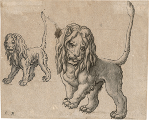 Lot 6611, Auction  121, Deutsch, 17. Jh. Zwei Studien eines Löwen mit aufgerichtetem Schwanz