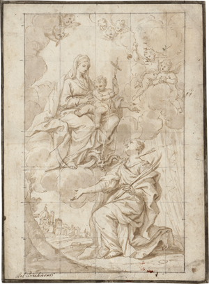 Lot 6631, Auction  121, Bicchierai, Antonio, Die hl. Christina bittet die Madonna und den Jesusknaben um den Segen für die ihr geweihte Basilika in Bolsena