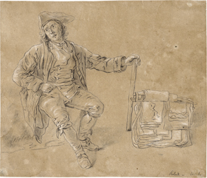 Lot 6708, Auction  121, Kobell II, Jan Baptist, Junger Künstler, der seine über einem Holzgestell liegenden Zeichnungen zum Kauf anbietet