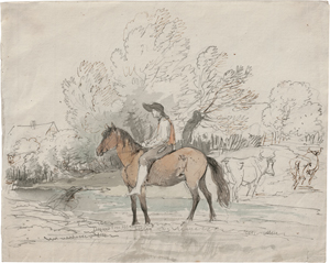 Lot 6731, Auction  121, Dillis, Johann Georg von, Reiter in einem Flussbett und Kühe