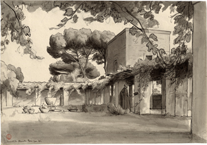 Lot 6748, Auction  121, Benouville, François-Léon, Blick auf den Innenhof des Maronitenklosters in Rom