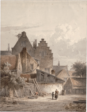 Lot 6791, Auction  121, Eversen, Adrianus, Sommer auf dem Vorplatz einer Kirche; Straße in einem holländischen Dorf