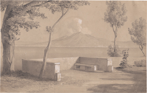 Lot 6845, Auction  121, Deutsch, um 1840. Steinbank am Golf von Sorrent mit Blick auf den Vesuv