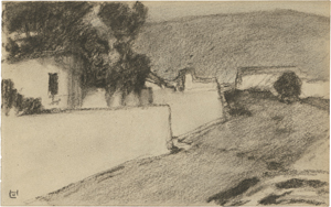 Lot 7034, Auction  121, Hofmann, Ludwig von, Italienische Landschaft mit weißen Häusern