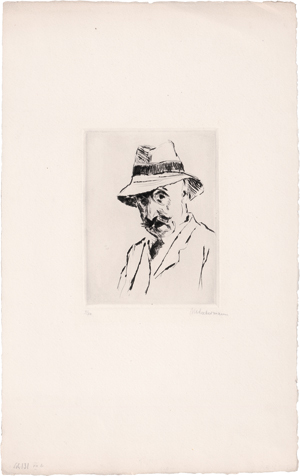 Lot 7060, Auction  121, Liebermann, Max, Selbstporträt mit Hut auf dem Kopf