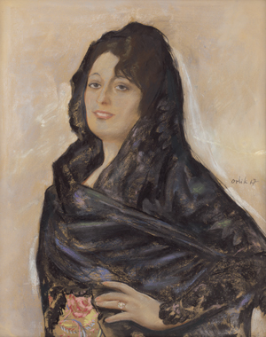 Lot 8011, Auction  121, Orlik, Emil, Portrait einer Frau mit schwarzem Schleier