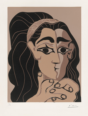 Lot 8137, Auction  121, Picasso, Pablo, Portrait de Jacqueline au bandeau, accoudée
