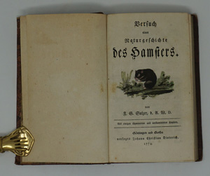 Lot 399, Auction  122, Sulzer, Friedrich Gabriel, Versuch einer Naturgeschichte des Hamsters. 