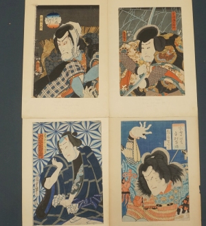 Los 446 - Kuniyoshi, Utagawa - 4 japanische Ukiyo-e Farbholzschnitte - 1 - thumb